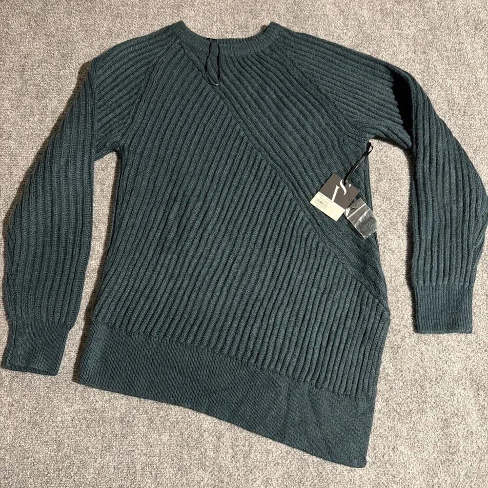 Simply Vera Vera Wang Sweater Womens M Green Pullover Chunky Knit NEW NWT